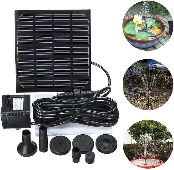 Solcellsfontän, solcellsvattenpump med 6 munstycken