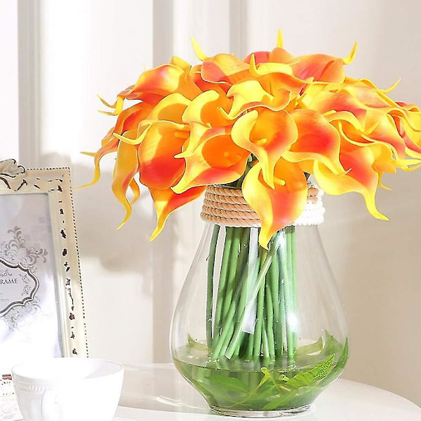 20 st Calla Lily Brudbukett Av Blommor Konstgjord Blomhuvud Latex Real Touch Hem, Fest, Bröllopsdekoration