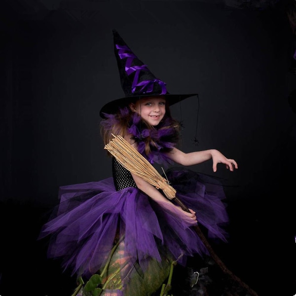 Tutu Heksekostyme for Jenter, Halloween Karneval Kostyme 2pcs 10 11 12T