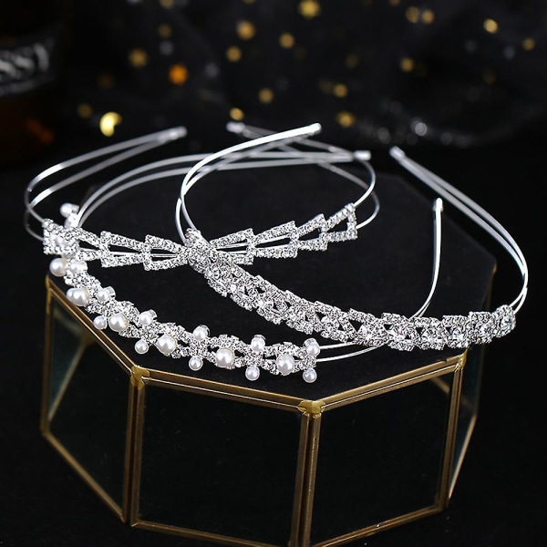 Krystall Brudehårbøyle Perle Rhinestones Hodeplagg Lettvekt For Jente Kvinner FD1020