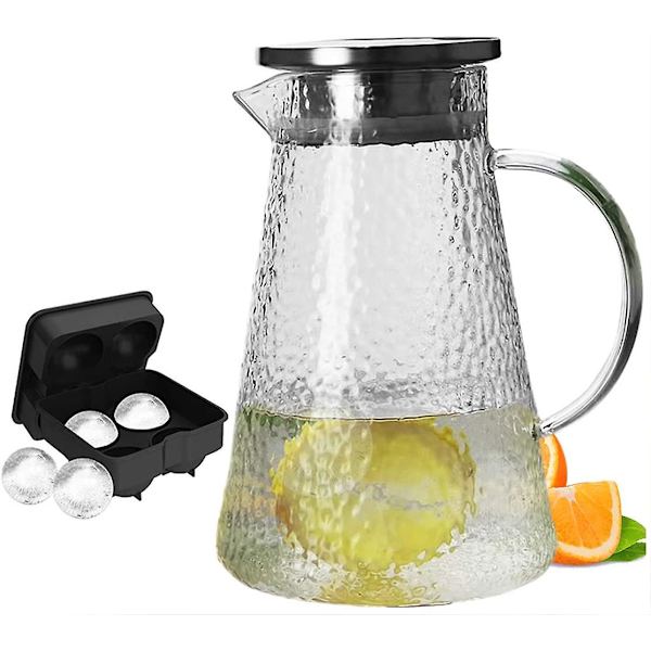 1,9 Liter Diamantmønstret Glaskande Med Låg Og Hældetud - Varmebestandig Vandkande Til Varmt/koldt Vand, Iste Og Juice Drikkevarer