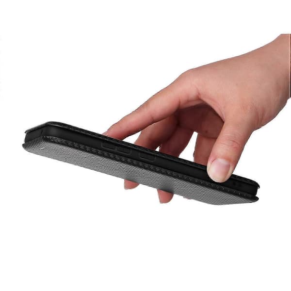 Fodral för Motorola Moto G72 4g Kolfiberläderfodral Folio Flip Skyddande Magnetiskt Skydd Black