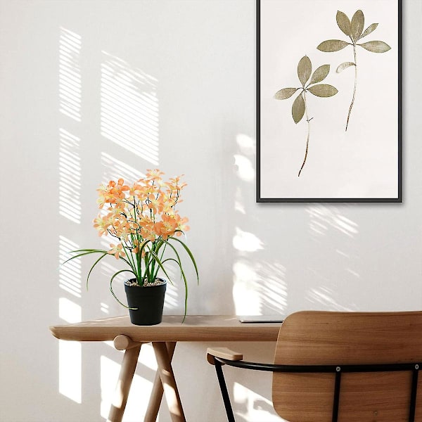 Kevätkukka Bonsai Lehdillä, Luovat Koristeet, Tekokukka Koristeet, Teko-Viherkasvit, Ruukutetut Kasvit Orange