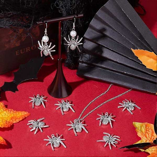 1 Ask 30 st Spindlar Berlocker Tibetansk Stil Antik Silver Små Spindlar Berlocker Bulk Halloween Legering Metall Insekt Berlocker för Smyckestillverkning Berlocker DIY Halsband