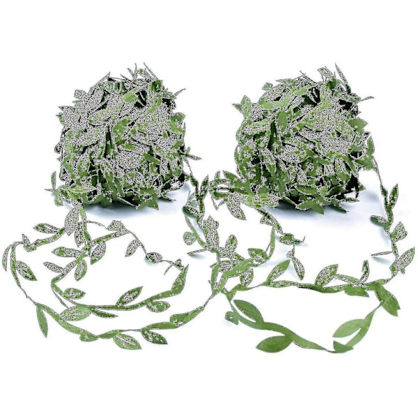2 ruller kunstige vinstokke blad bånd, grønne blade bånd falsk vedbend blad
