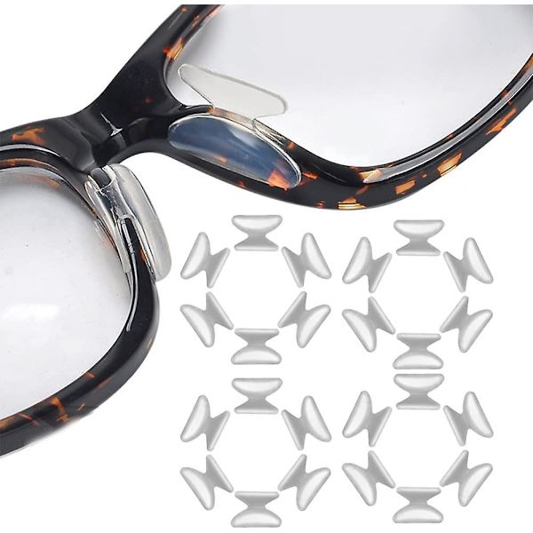 Självhäftande silikonnäskuddar för glasögon, mjuka och halkfria, 12 par, transparenta, 1,8 mm