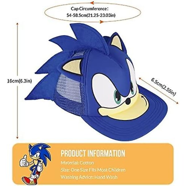 Sonic Hat Stjerne Baseball Kasket Tegneserie Justerbar Foldbar Hip-hop Kasket Dansehat Cosplay Sommer Løbekasket