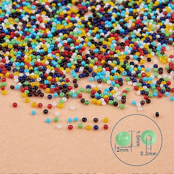 Omtrent 6000 stk 11/0 Glassfrøperler Dekkende Farger Runde Pony Perler Mini Avstandsperler Diameter 2mm for Smykkelaging
