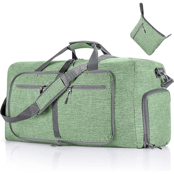Reise-Dufflebag for menn, 65l sammenleggbar reise-duffelbag med sko-rom nattpose for menn kvinner vanntett og rivebestandig Light Green