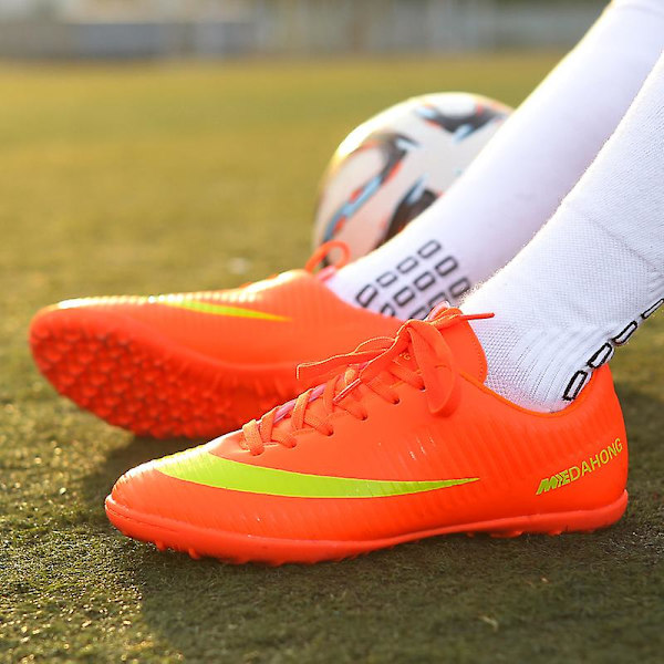 Fotballsko for menn, høye ankler, fotballsko for voksne, gress trening sportssko sneakers 3Ba888 Orange 43
