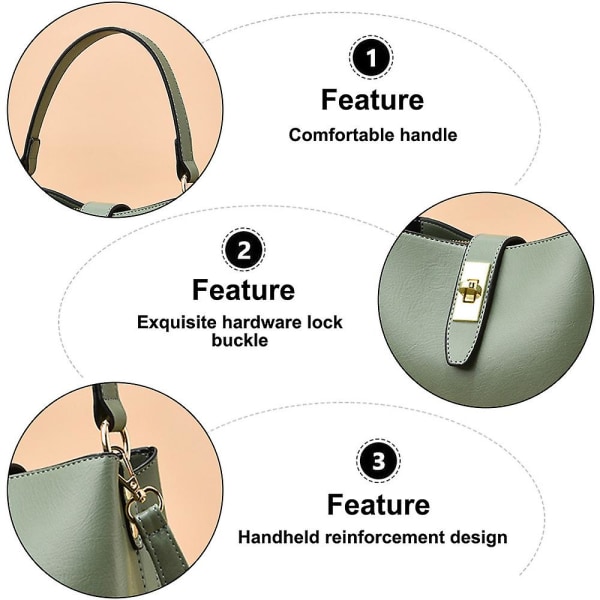 Handhållen hinkväska dam konstläder stor kapacitet axelväska crossbody väska green