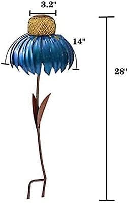 Udendørs Fuglefoderautomat Blomst Stående Form Design Havekunst Dekoration Blue