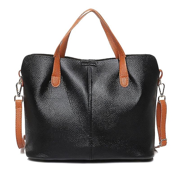 Kvinnor 2 i 1 PU Läder Shopper Tote Väska Stor Axelväskor Crossbody Väska Red