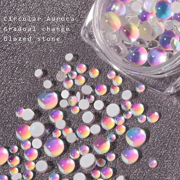 5 lådor Crystal Mermaid Nail Rhinestones Kaviar Rund Pärla Flatback Nail Art Rhinestones Aurora Rund Pärlor Nail Crystal Diamanter Med Förvaringslåda style1