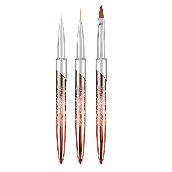 Negle Design Sæt, Liner & Oval & Flad & Skrå & Udskærings Børste Neglemaling Pen Makeup Negle Kunst Tilbehør Coffee gold Gold Nail Art Liner Brush