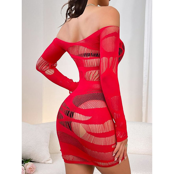 Kvinder Sexet Lingeri Kjole Ét Stykke Babydoll Fiskenet Chemise Natkjole pink