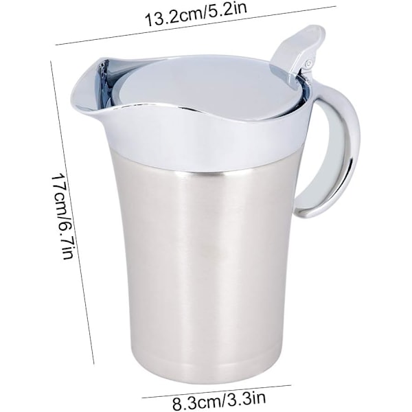 Dobbeltisoleret Sovsebåd, 750 ML Sovsekande Sovsesovsebådskrukke Serveringskande med Låg (Stor 750ml)