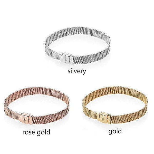 Flätad Armband Dam Smycken Charm Basic Stil Flickvän Födelsedagspresent 18cm Silver