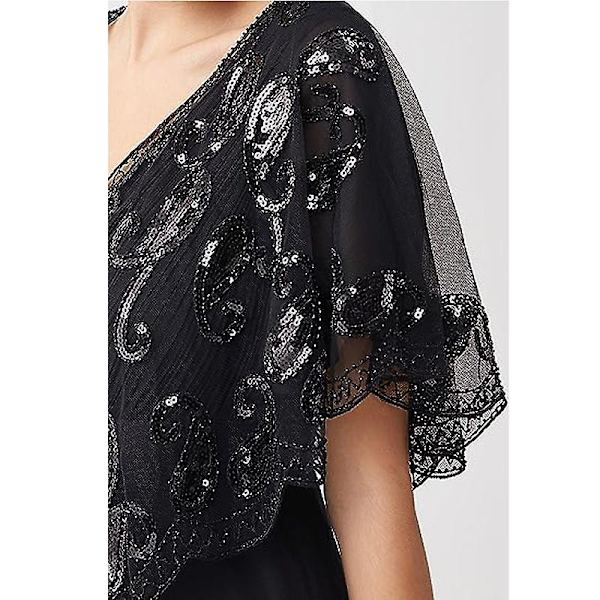 1920-talets Sjal Wraps Sequin Pärlbroderad Kväll Cape Brud Sjal GOLD