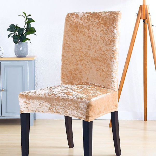 Goldvelvet Stoltrekk, Stretch Spisestuestoltrekk Sett med 4, Moderne Avtakbart og Vaskbart Parsons Stoltrekk for Bryllup, Bar, Hjem, Kjøkkendekor