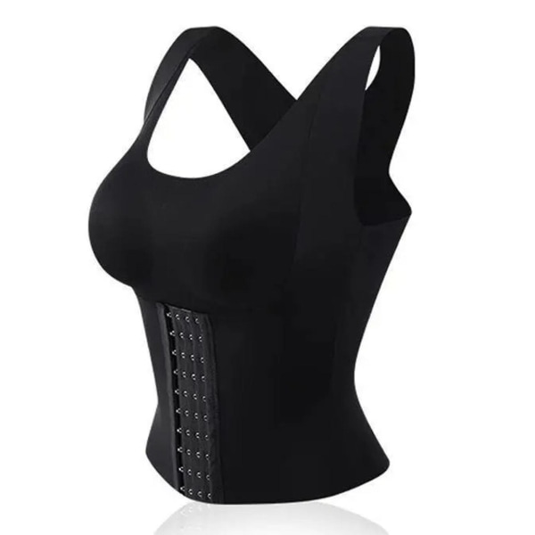 4 i 1 midjetränare bh kvinnor andningsbar shapewear bröststöd tank top XL Black