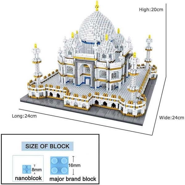 Maailmankuulu arkkitehtuuri Taj Mahal Palatsi Malli 3D Timantti Mini DIY Mikro Rakennus Nano Palikat Rakennuspalikat Leluja Lapsille Lahjaksi