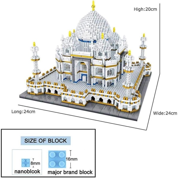 Världsberömd arkitektur Taj Mahal Palace modell 3d diamant mini diy mikrokonstruktion nano block byggstenar barn presenter leksaker