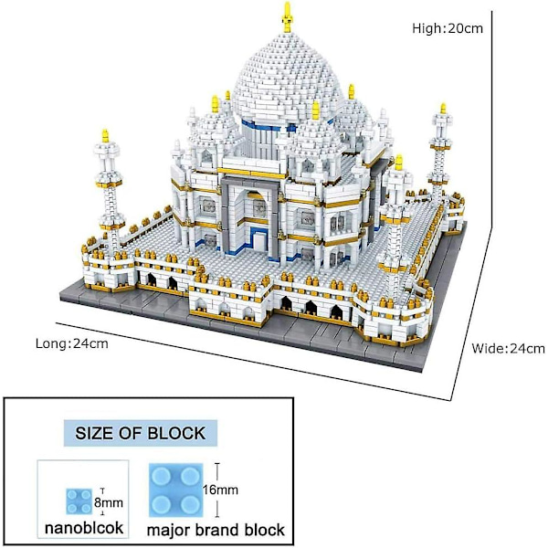 Verdensberømt Arkitektur Taj Mahal Palads Model 3d Diamant Mini Diy Mikro Konstruktion Nano Blokke Byggeklodser Børne Gaver Legetøj