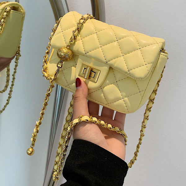 Pieni naisten käsilaukku, retro klassinen olkalaukku clutch-laukku yellow