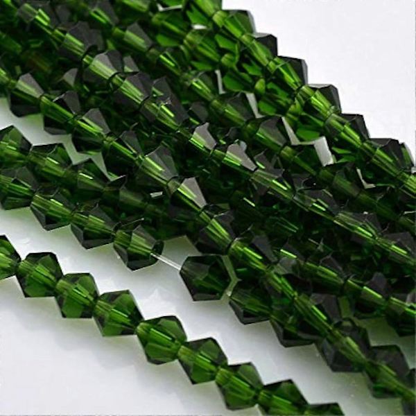 20 Strängar 4mm Facetterade Glaspärlor Strängar Gröna Bicone Lösa Distanspärlor för Smyckestillverkning