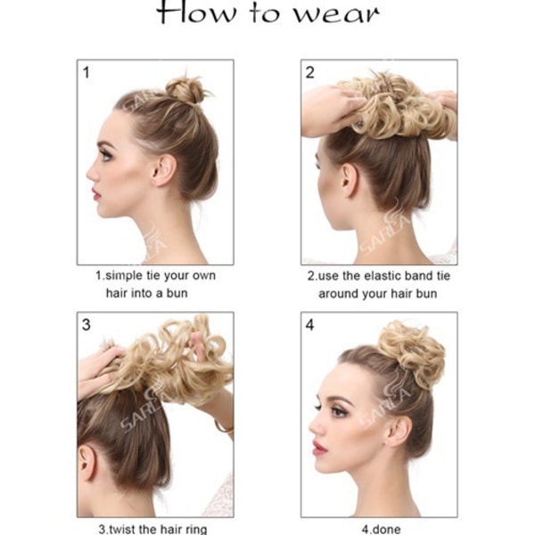 1 stk. Hårdel med elastisk bånd, stor knute-hårdel blondt krøllete hår scrunchie med håroppsats hårforlengelse rotete knute-hårdeler for kvinner jenter 60B