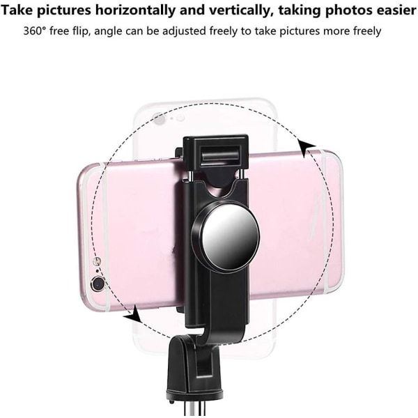 360° kääntyvä Bluetooth Selfie-keppi, teleskooppinen puhelinpidikkeellä, 3-in-1 jalusta Monopod, langaton kaukosäädin