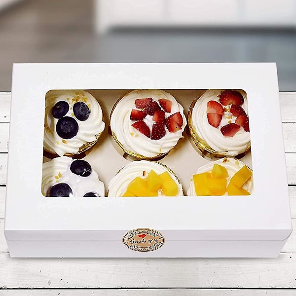 15 stk. Heilwiy hvide bagerkasser med vindue, papir gaveæsker til bagværk. Cupcakes