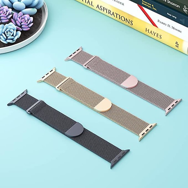 3-pack mesh som är kompatibla med Apple Watch band 38 mm 40 mm 41 mm 42 mm 44 mm 45 mm 49 mm, armband med magnetslingor i rostfritt stål AA008 38mm 40mm 41mm