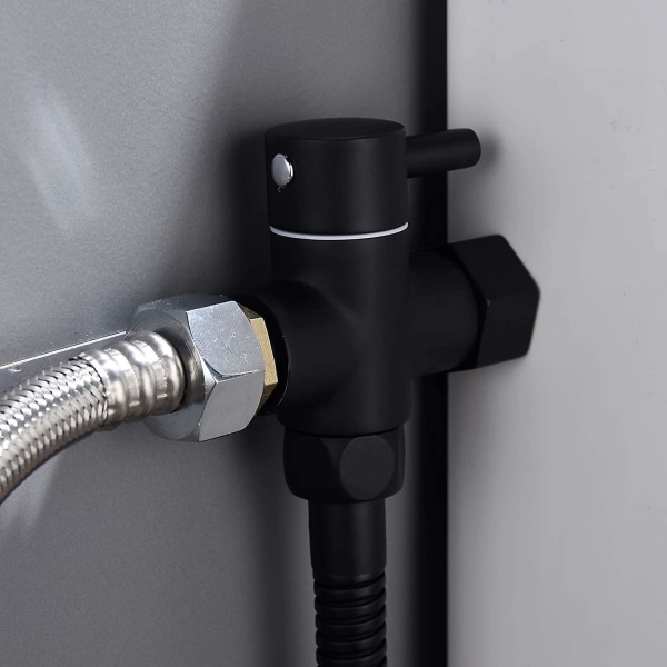 3-vejs omskifter messing afspærringsventil 3/8-12/17 adapter til toiletvandledning, sort
