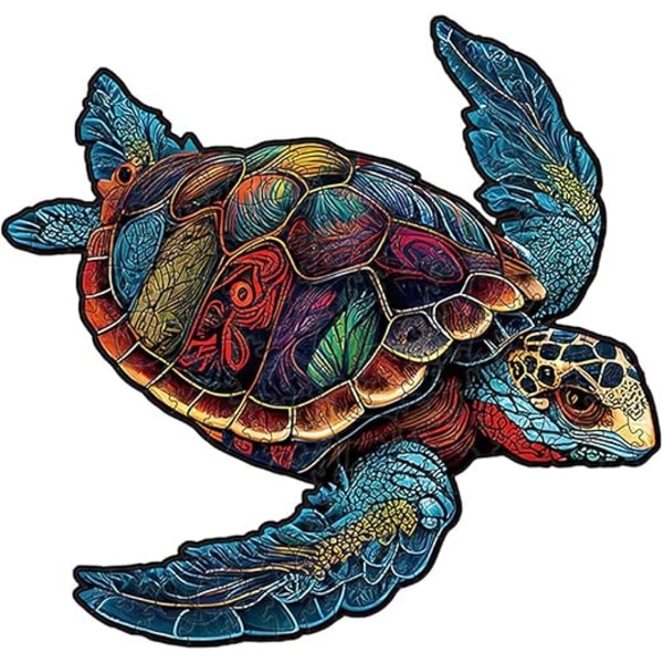 Turtle Pussel för vuxna, Wood Turtle Puzzle,Träpussel Vuxen sköldpadda - Utmanande leksak havssköldpadda formad färgglada trä pussel för vuxna