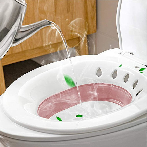 Sammenklappeligt siddebadekar til toilet, siddebadekar til gravide kvinder, hæmorider, ældre, passer til universelle toiletter og toiletstol (pink)