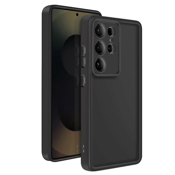 Etui til Galaxy S25 Ultra Soft Touch med hævede kanter, Sort