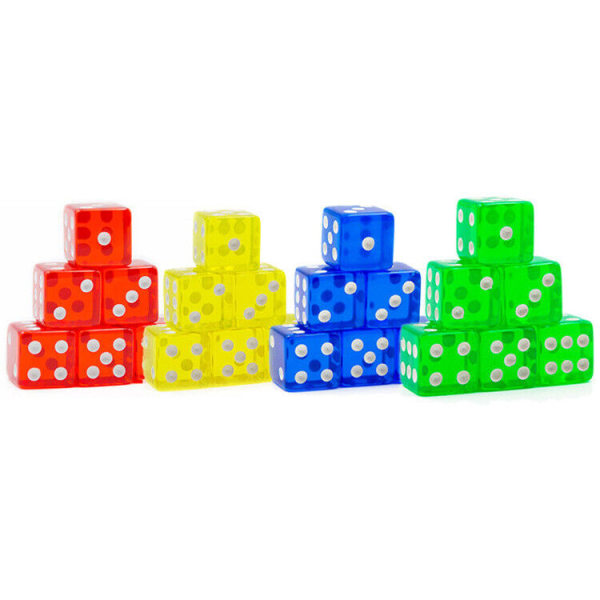 40 Stykker 16mm Terning Sett 6-Sidet Standard Spill Terning Sett for Brettspill, Undervisning i Matematikk - Firkantede Hjørner