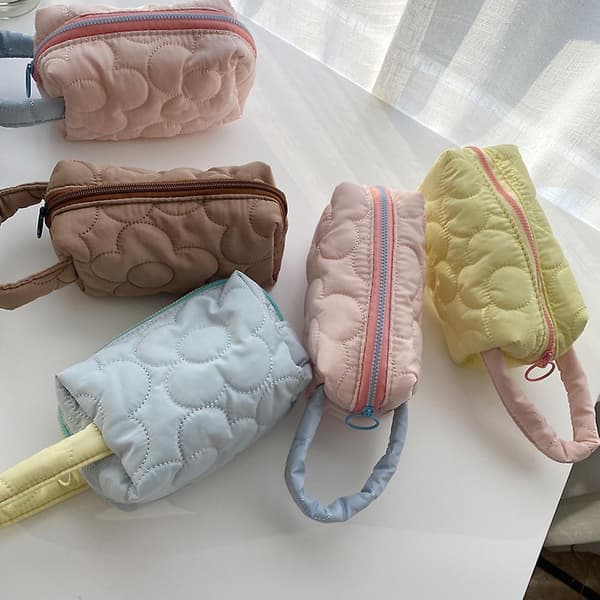 Polyester Blomster Kosmetikpose Opbevaring Afslutningspose Bærbar Kosmetikpose blue