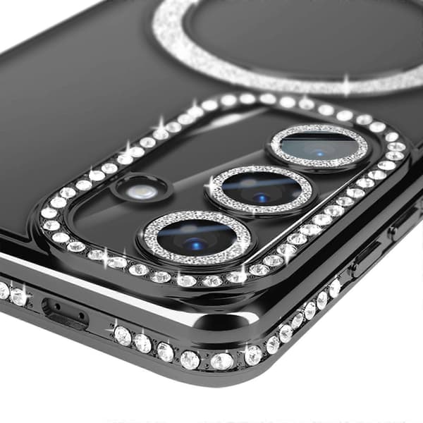 Timanttikotelo Galaxy S24 MagSafe ääriviivat Strass, Musta