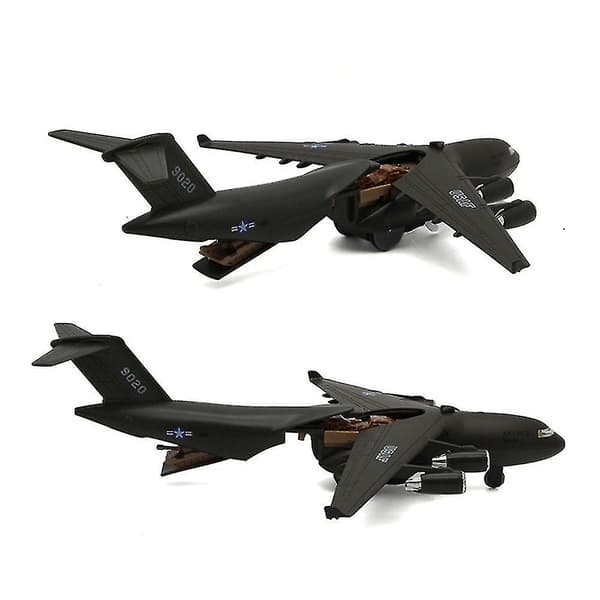 Alloy Lyd Og Lys Pullback Fly Militær Model C17 Overlord Transportfly Jagerfly Børnelegetøjsfly Ash