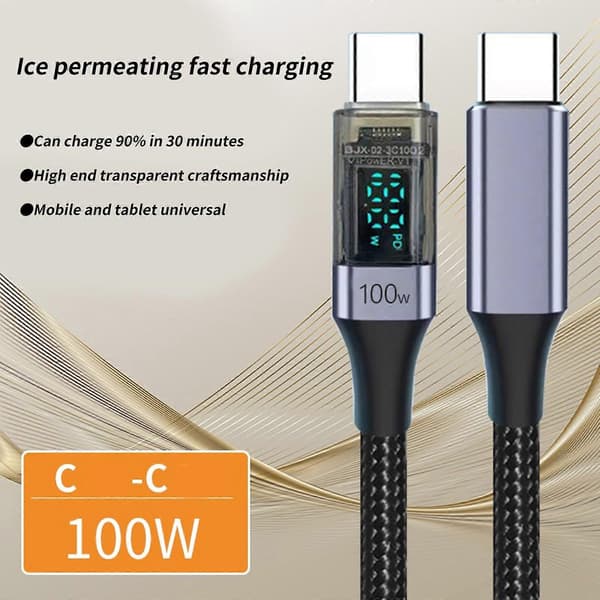 Nylon USB C til USB C Kabel 100W Power Delivery USB C Opladerkabel Med Data Synkronisering Til Gadgets Telefoner Lilla Purple