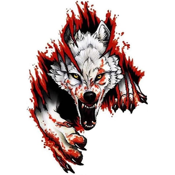 3D varg huvud klistermärke Rampage varg PVC bil klistermärke rolig 3D klistermärke vattentät repa bil klistermärke motorcykel dekoration tillbehör 18*25cm