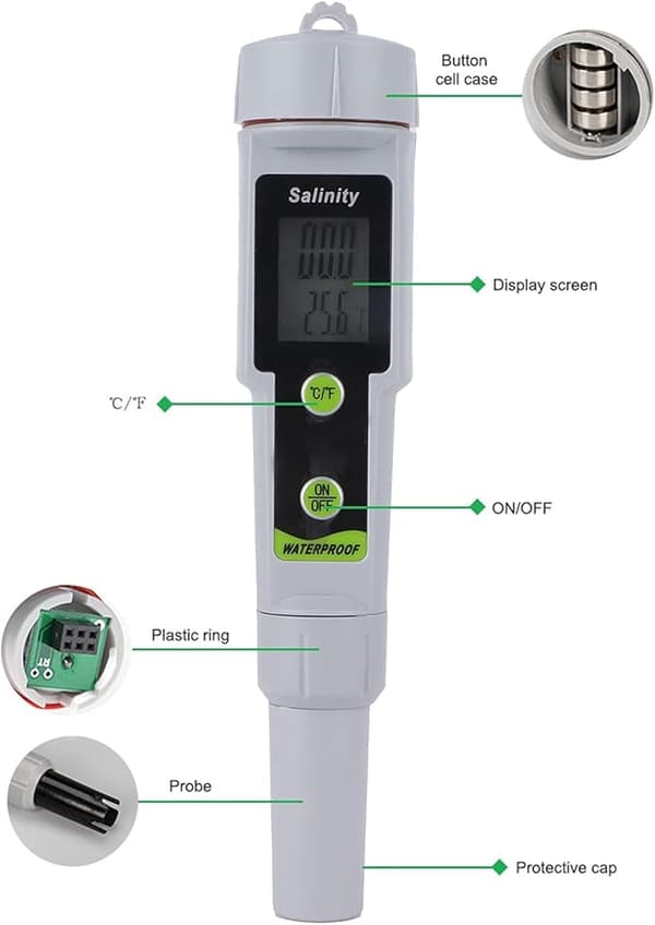 Havsvandsovervågning Saltvand Digital Tester Vandtæt Multi Function Testing Kit Salinitetsovervågningspen