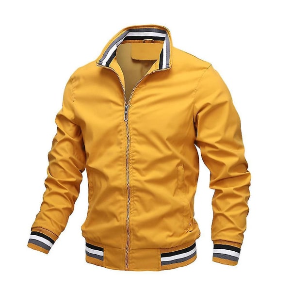 Chad Varsity Bomber -takki miesten rento takki vetoketjulla, kevyt urheilutakki XL Yellow