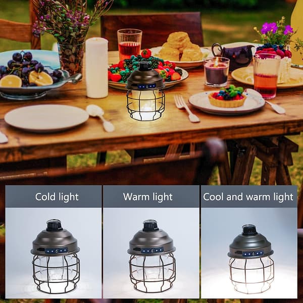 Utendørs LED Campinglampe, 3600mah Batteri Med 3 Lysmoduser, Brun