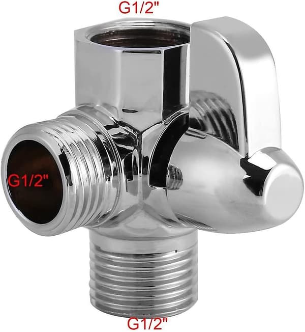 Duschomkastare, Universell Krom Mässing 3 Vägs Omkopplare Adapter G1/2\" T-formad Ventiladapter