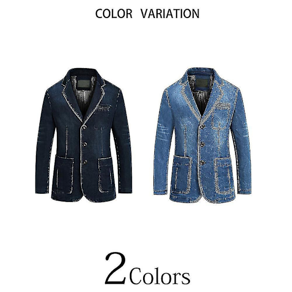 Kavaj i denim med krage och flera fickor för vardagsbruk Light Blue M