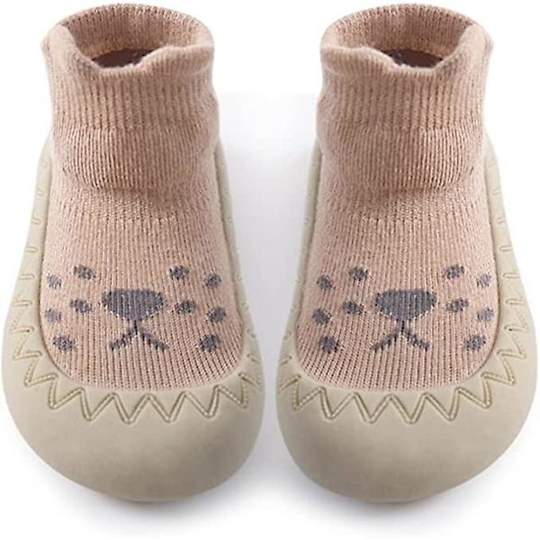 Baby Sock Shoes Halkfria Söta Cartoon Mjuka Stickade Baby Golvskor Småbarnsskor För Flickor Pojkar brown 0 6months